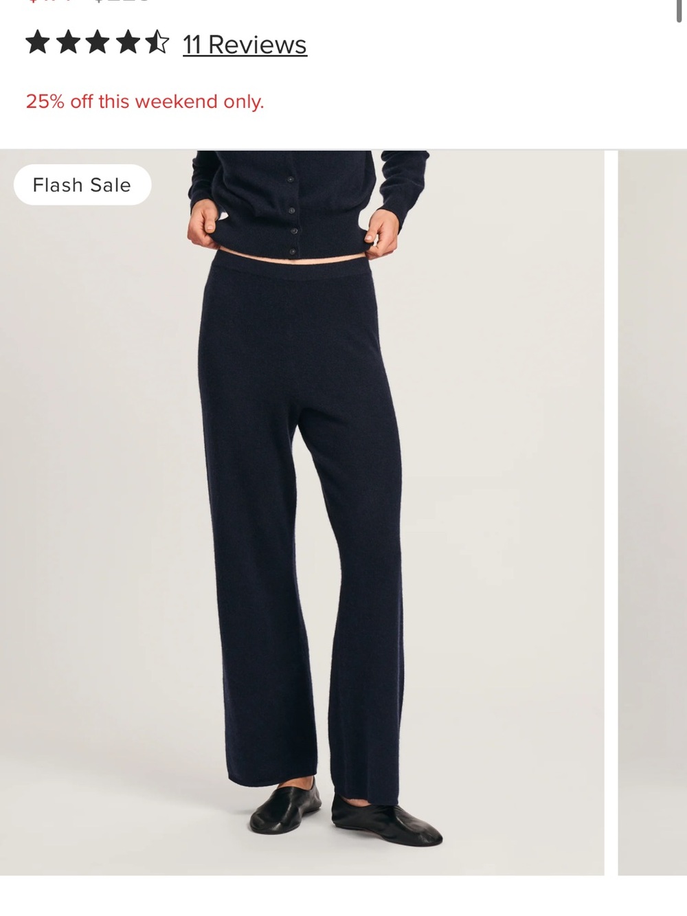NAADAM 100% Cashmere Black Wide-Leg Ribbed Knit Pants - Picture 2 of 6
